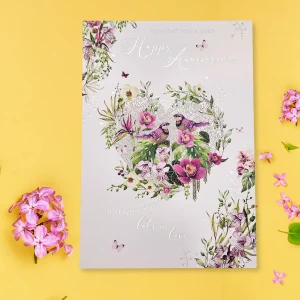 Happy Anniversary Card - Pizazz Birds In Heart
