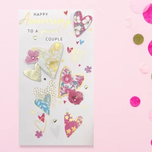 Happy Anniversary Card - Special Couple Decoupage Hearts