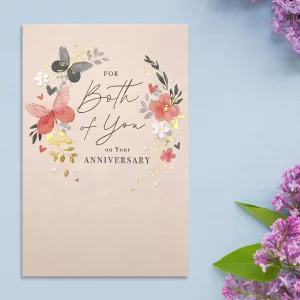 Happy Anniversary Card - Butterfly Wreath
