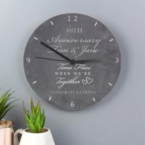 10th Anniversary Gift - Personalised Slate Clock